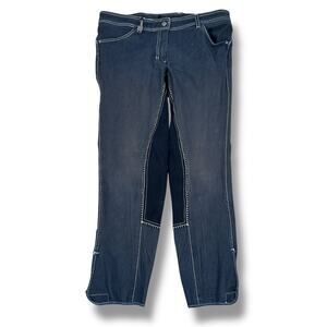 Romfh Equestrian Riding Breeches Pant Women's 32R Navy Blue Stretch Full Seat‎